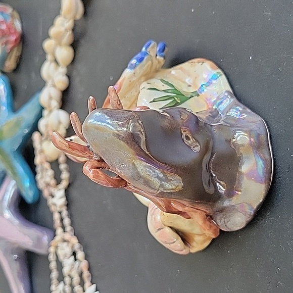 Blue Sky Heather Goldminc Clayworks Crab & Coral Ceramic T-lite Holder Seascape - Picture 3 of 7